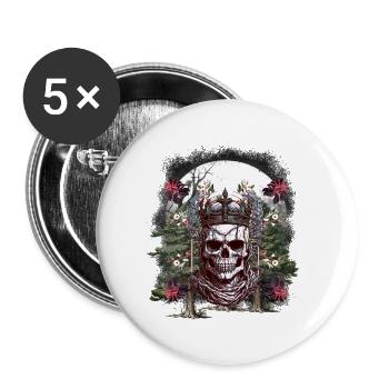 Crâne d’Halloween Roi Conte de fées Crâne d’horreur - Lot de 5 petits badges (25 mm) - blanc - Devant