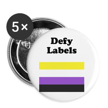 Le drapeau non binaire défie les étiquettes - Lot de 5 petits badges (25 mm) - blanc - Devant