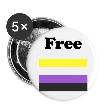 Drapeau non binaire gratuit - Lot de 5 petits badges (25 mm) - blanc - Devant