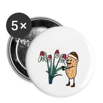 Erdnuss Frühling Schnee Garten Blumen Frost - Buttons klein 25 mm (5er Pack) - Weiß - Vorne