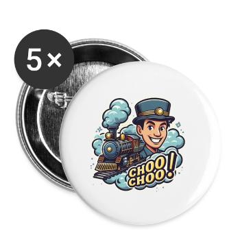 LOKOMOTIVE - Buttons klein 25 mm (5er Pack) - Weiß - Vorne