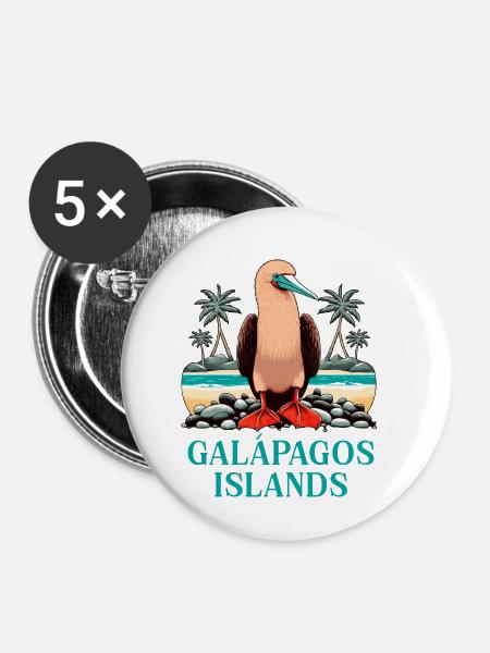 Galapagos Islands - Buttons klein 25 mm (5er Pack) - Weiß