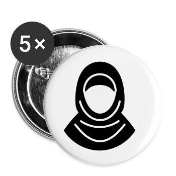 hijab headscarf muslim woman - Buttons small 1''/25 mm (5-pack) - white - Front