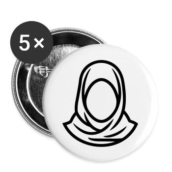 hijab headscarf muslim woman - Buttons small 1''/25 mm (5-pack) - white - Front