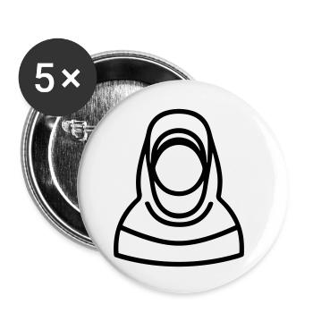 hijab headscarf muslim woman - Buttons small 1''/25 mm (5-pack) - white - Front