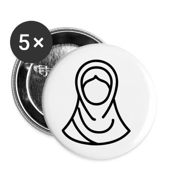 hijab headscarf muslim woman - Buttons small 1''/25 mm (5-pack) - white - Front