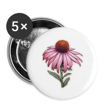 Échinacée plante 1 fleur - Lot de 5 petits badges (25 mm) - blanc - Devant