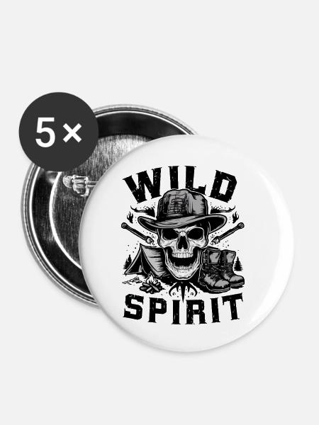 WILDER GEIST - Buttons klein 25 mm (5er Pack) - Weiß
