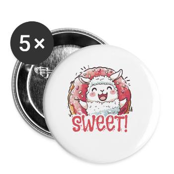 Cute Sheep: Cute and Adorable - Buttons small 1''/25 mm (5-pack) - white - Front