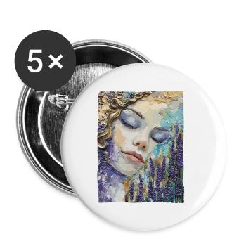 Fille dormant dans la lavande - Lot de 5 petits badges (25 mm) - blanc - Devant