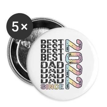 Bester Papa der Welt seit 2022 Vatertag - Buttons klein 25 mm (5er Pack) - Weiß - Vorne