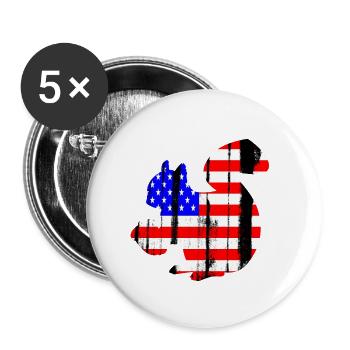 USA Amerikanische Flagge Eichhörnchen Streifenhörnchen Tierliebhaber - Buttons klein 25 mm (5er Pack) - Weiß - Vorne