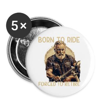 Lustiger Rentner Biker Vintage Motorrad Retro - Buttons klein 25 mm (5er Pack) - Weiß - Vorne