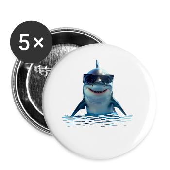 Requin Requin Requin Tigre Requin Requin Gris Grand Requin Blanc - Lot de 5 petits badges (25 mm) - blanc - Devant