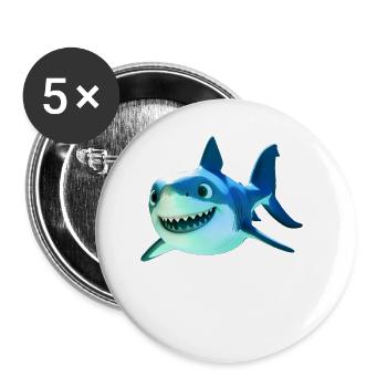 Shark Shark Tiger Shark Gray Shark Sharks Great White Shark - Buttons small 1''/25 mm (5-pack) - white - Front