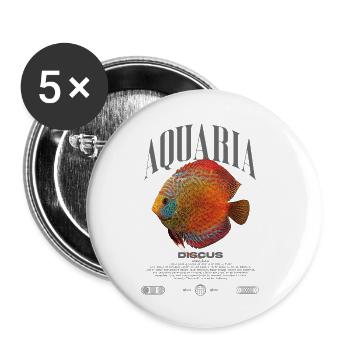 Diskus-Buntbarsch Fish Keeper Moderne Streetwear - Buttons klein 25 mm (5er Pack) - Weiß - Vorne