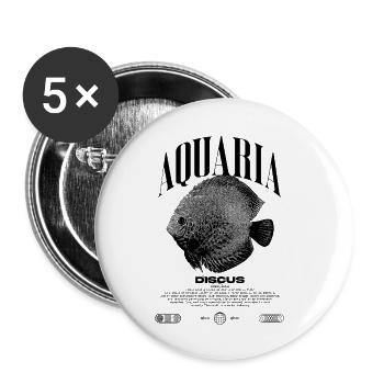Diskus-Buntbarsch Fish Keeper Moderne Streetwear - Buttons klein 25 mm (5er Pack) - Weiß - Vorne