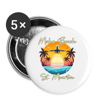 Airplane show over Maho Beach - Buttons small 1''/25 mm (5-pack) - white - Front