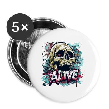 Dieser Totenkopf-Schädel lebt - Buttons klein 25 mm (5er Pack) - Weiß - Vorne