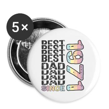 Bester Papa der Welt seit 1971 Vatertag - Buttons klein 25 mm (5er Pack) - Weiß - Vorne