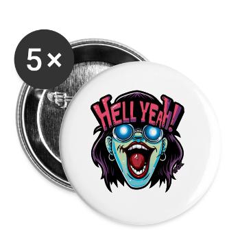 oui, femme démoniaque du parti - Lot de 5 petits badges (25 mm) - blanc - Devant
