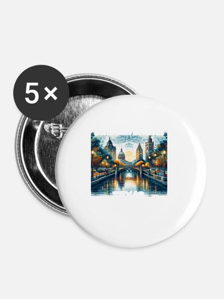 San Antonio Riverwalk, Texas - Buttons klein 25 mm (5er Pack) - Weiß