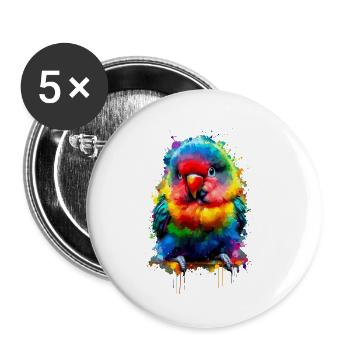 Colorful Splash Art Lovebird Birdwatching - Buttons small 1''/25 mm (5-pack) - white - Front