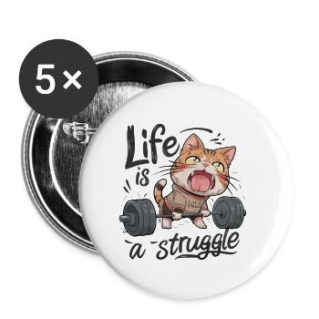DAS LEBEN IST EIN KAMPF - Buttons klein 25 mm (5er Pack) - Weiß - Vorne