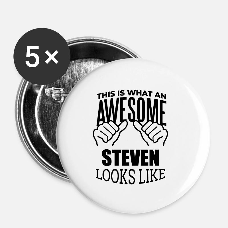 Steven - Lot de 5 petits badges (25 mm) - blanc