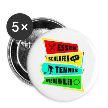 Manger dormir répéter le tennis - Lot de 5 petits badges (25 mm) - blanc - Devant