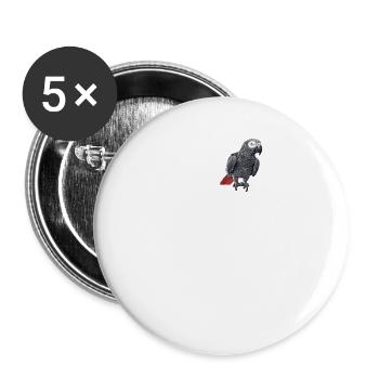 Graupapageien Graupapagei - Buttons klein 25 mm (5er Pack) - Weiß - Vorne