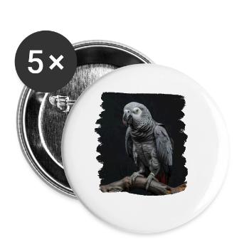 Graupapageien Graupapagei - Buttons klein 25 mm (5er Pack) - Weiß - Vorne