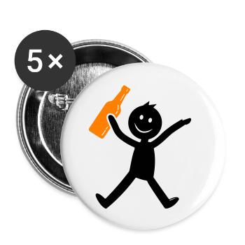 Strichmännchen Bier Lustig - Buttons klein 25 mm (5er Pack) - Weiß - Vorne