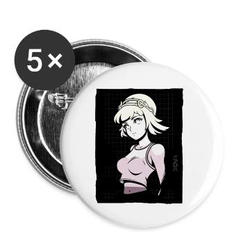 Cybernetic Anime Future Drama Girl - Buttons small 1''/25 mm (5-pack) - white - Front