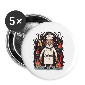 Der Bäcker aus der Höllen-Gute-Bäckerei - Buttons klein 25 mm (5er Pack) - Weiß - Vorne