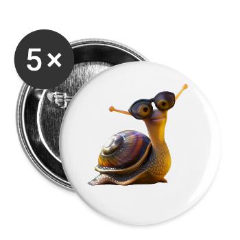 Schnecke Weinbergschnecke Schneckenhaus Schnecken - Buttons klein 25 mm (5er Pack) - Weiß - Vorne
