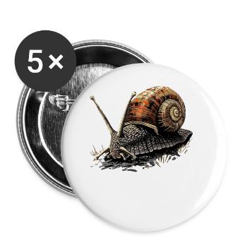 Schnecke Weinbergschnecke Schneckenhaus Schnecken - Buttons klein 25 mm (5er Pack) - Weiß - Vorne