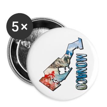 Watercolor Map Monaco - Buttons small 1''/25 mm (5-pack) - white - Front