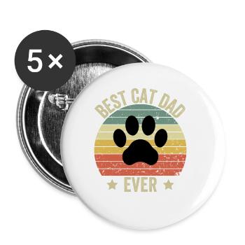 Best Cat Dad Ever - Buttons klein 25 mm (5er Pack) - Weiß - Vorne