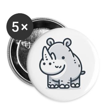 Friendly Stickman Rhino - Whimsical Charm - Buttons small 1''/25 mm (5-pack) - white - Front