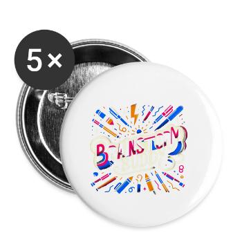 Brainstormy Buddy 10 - Lot de 5 petits badges (25 mm) - blanc - Devant