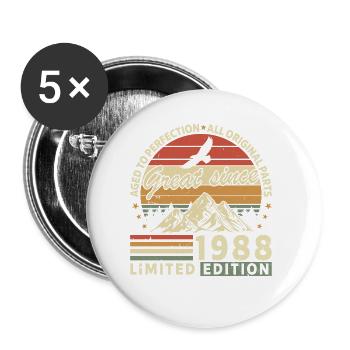 36 Jahre großartig seit 1988 limitierte Auflage - Buttons klein 25 mm (5er Pack) - Weiß - Vorne