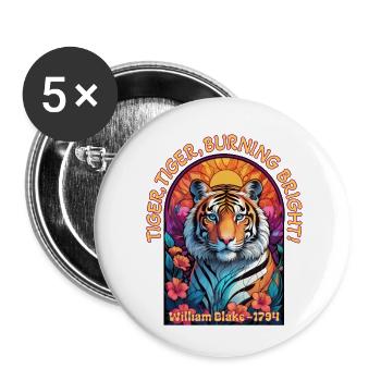 Tiger, Tiger, Burning Bright! - Buttons klein 25 mm (5er Pack) - Weiß - Vorne