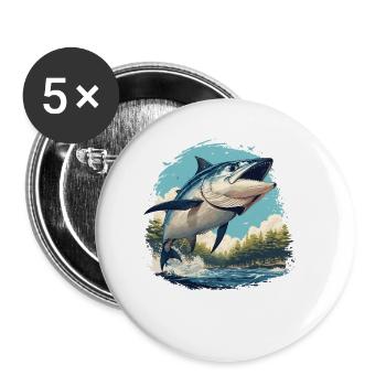 Tuna Thunfische Thunfisch - Buttons klein 25 mm (5er Pack) - Weiß - Vorne