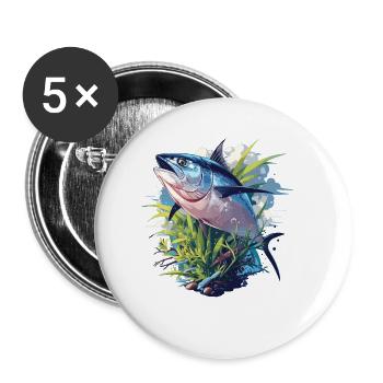 Tuna Thunfische Thunfisch - Buttons klein 25 mm (5er Pack) - Weiß - Vorne