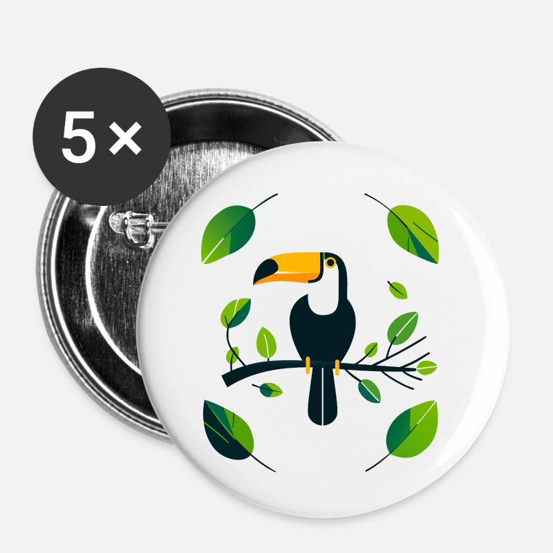 Toucan - Buttons small 1''/25 mm (5-pack) - white