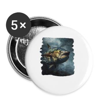 Tuna Thunfische Thunfisch - Buttons klein 25 mm (5er Pack) - Weiß - Vorne