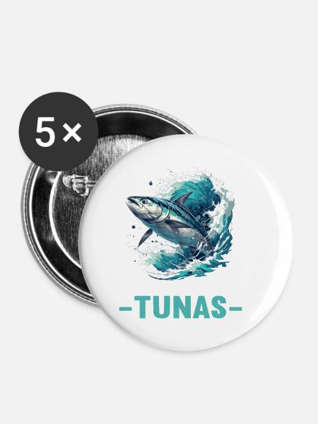 Tuna Thunfische Thunfisch - Buttons klein 25 mm (5er Pack) - Weiß
