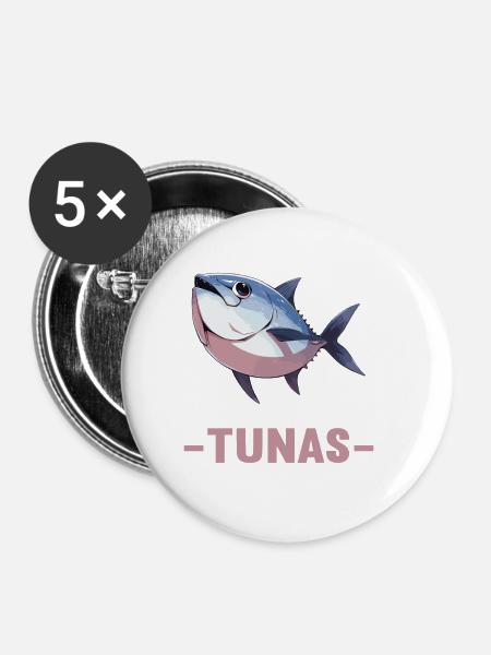 Tuna Thunfische Thunfisch - Buttons klein 25 mm (5er Pack) - Weiß