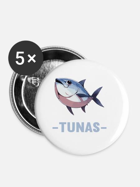 Tuna Thunfische Thunfisch - Buttons klein 25 mm (5er Pack) - Weiß